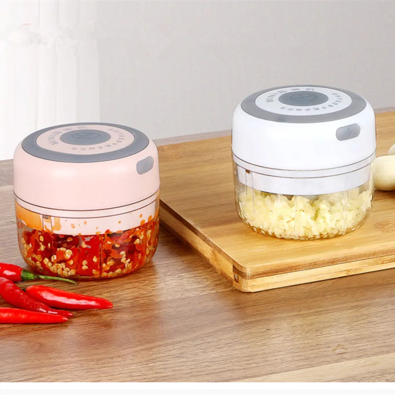 Chopper elétrico sem fio, Mini USB, Esmagador de alho, Utensílios de cozinha, Ferramenta de frutas e vegetais, 100 ml, 250ml